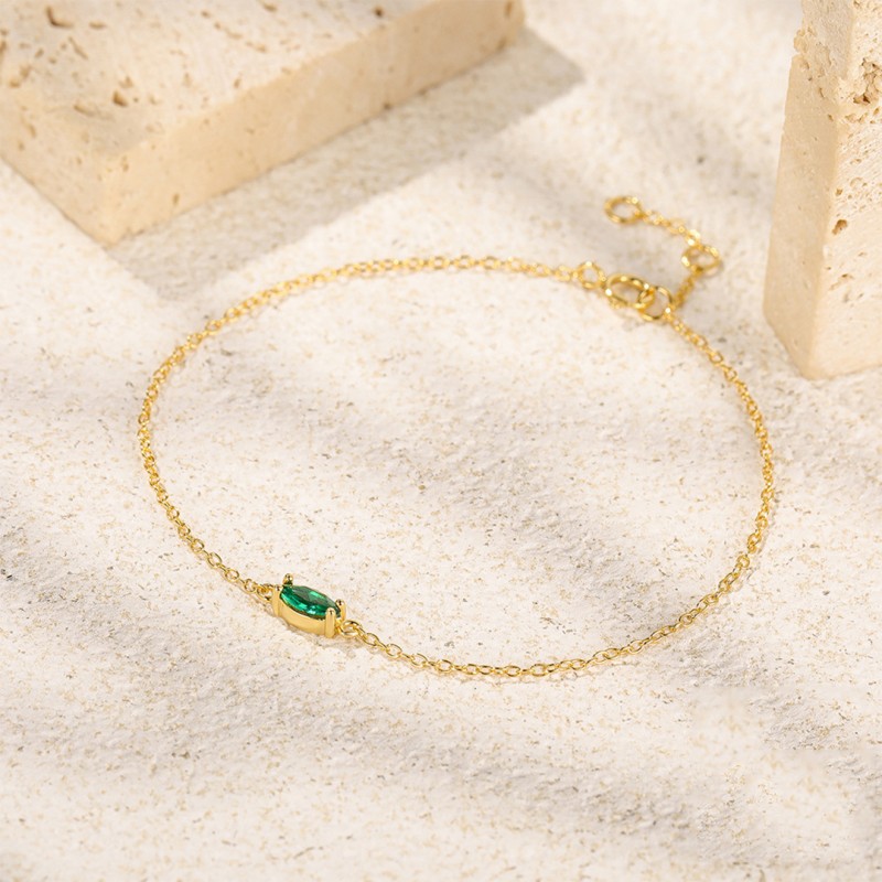Green Cubic Zirconia O-Chain Bracelet