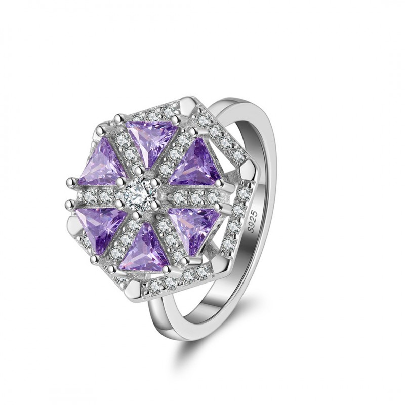 Rotatable Purple Cubic Zirconia Ring 