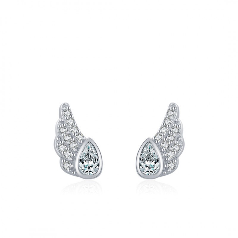 Micro-set Cubic Zirconia Angel Wing Climber Earrings