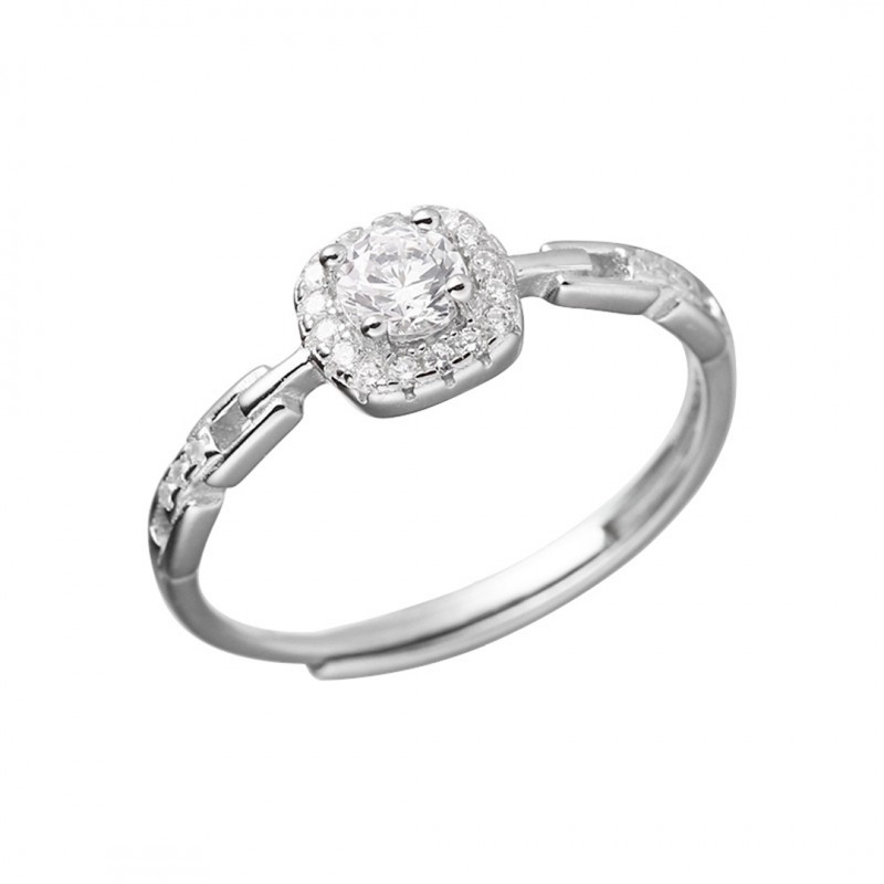 Princess Cut Chain Engagement Ring Push-Pull Design Adjustable