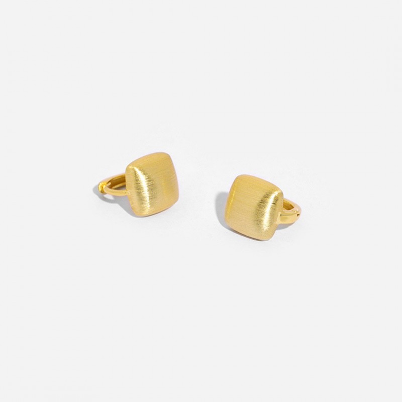 Geometric Square Brushed Vintage Matte Hoop Earrings 