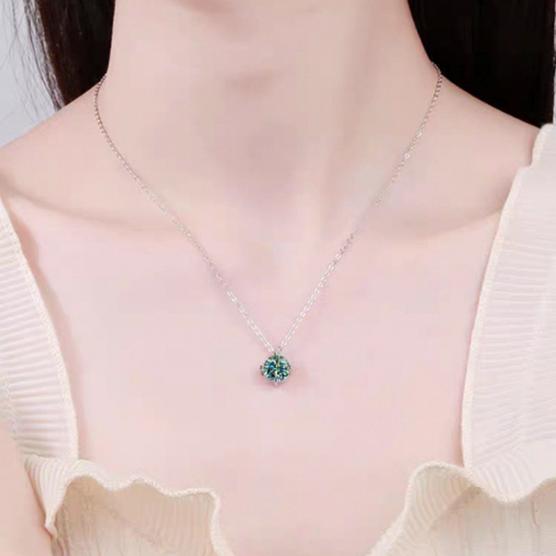  Necklace with Simple Four-Prong Mozambique Stone Pendant
