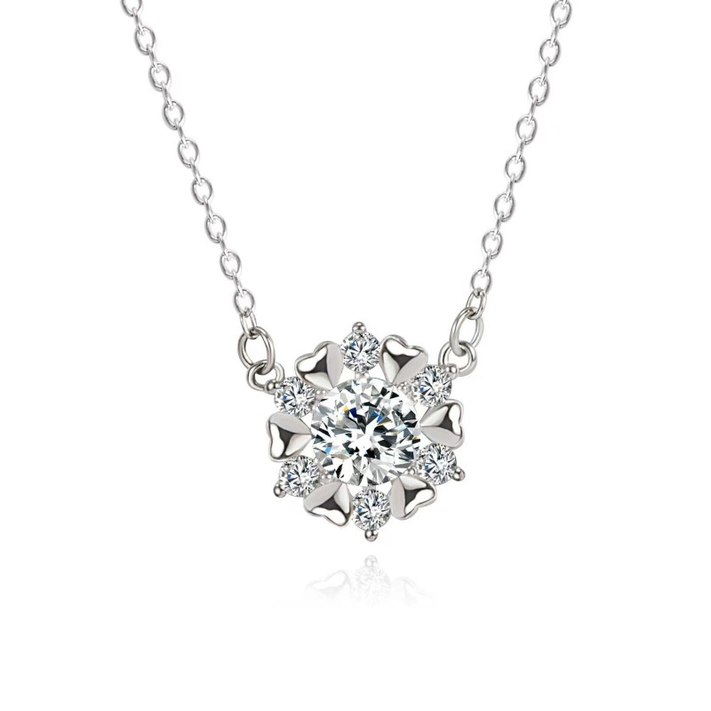 Moissanite Necklace Snowflake Pendant