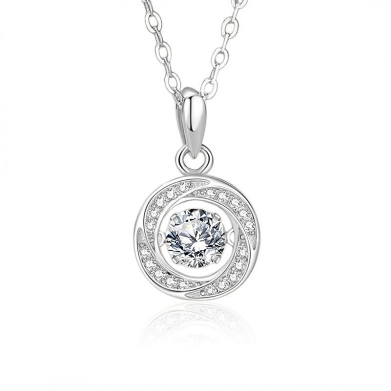 Geometric Circular Necklace Fully Diamond-Set