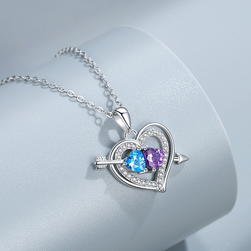 Cupid's Arrow Two-Tone Heart-shaped Inlaid Diamond Necklace
