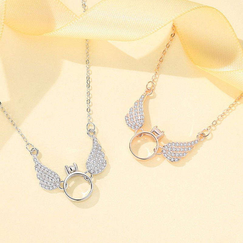 Wind Angel Wing Necklace Niche Design Inlaid with Diamonds