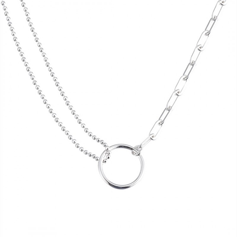 Circle Pendant Necklace, Simple Niche Design with Asymmetry