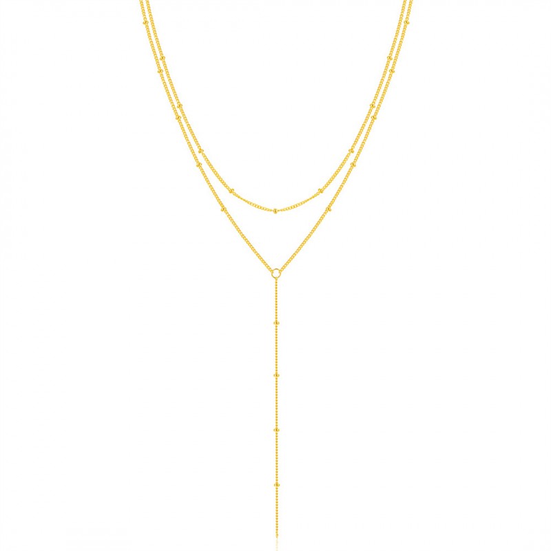 Simple, Elegant, and Classic Double Layer Y Necklace