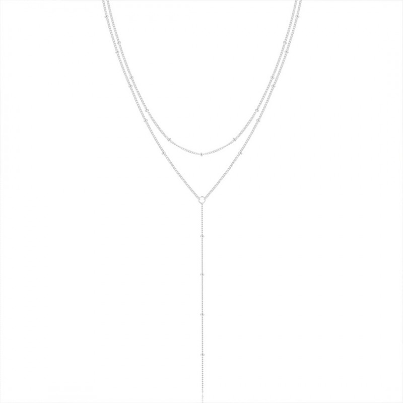 Simple, Elegant, and Classic Double Layer Y Necklace