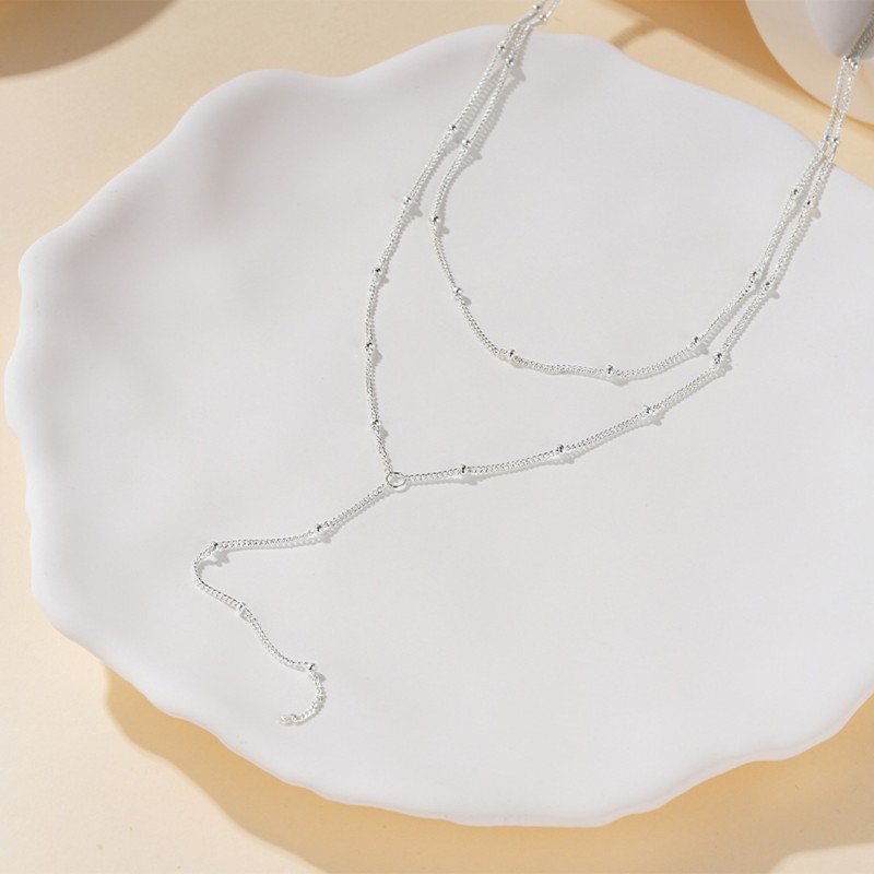 Simple, Elegant, and Classic Double Layer Y Necklace