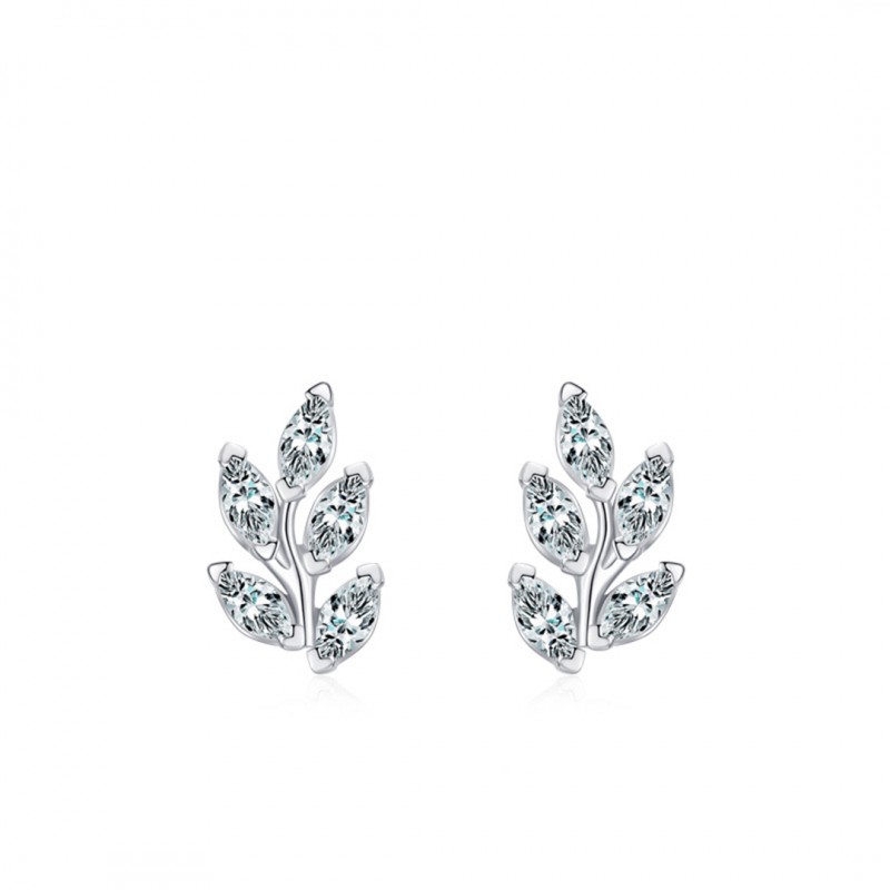 Light Luxury Fashion Leaf Set Diamond Ear Studs 
