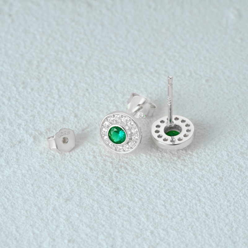 Vintage Noble Round Retro Green Diamond-Set Earrings