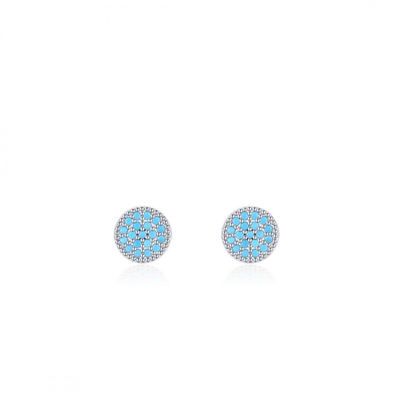 Minimalist Personalized Turquoise Round Stud Earrings