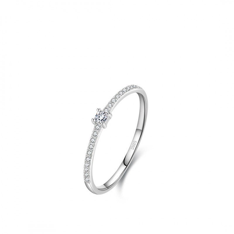Versatile Simple Ring with Micro Inlaid Zircon