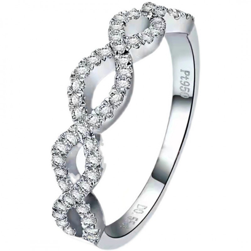 Braided Wave Design Moissanite Inlaid Ring