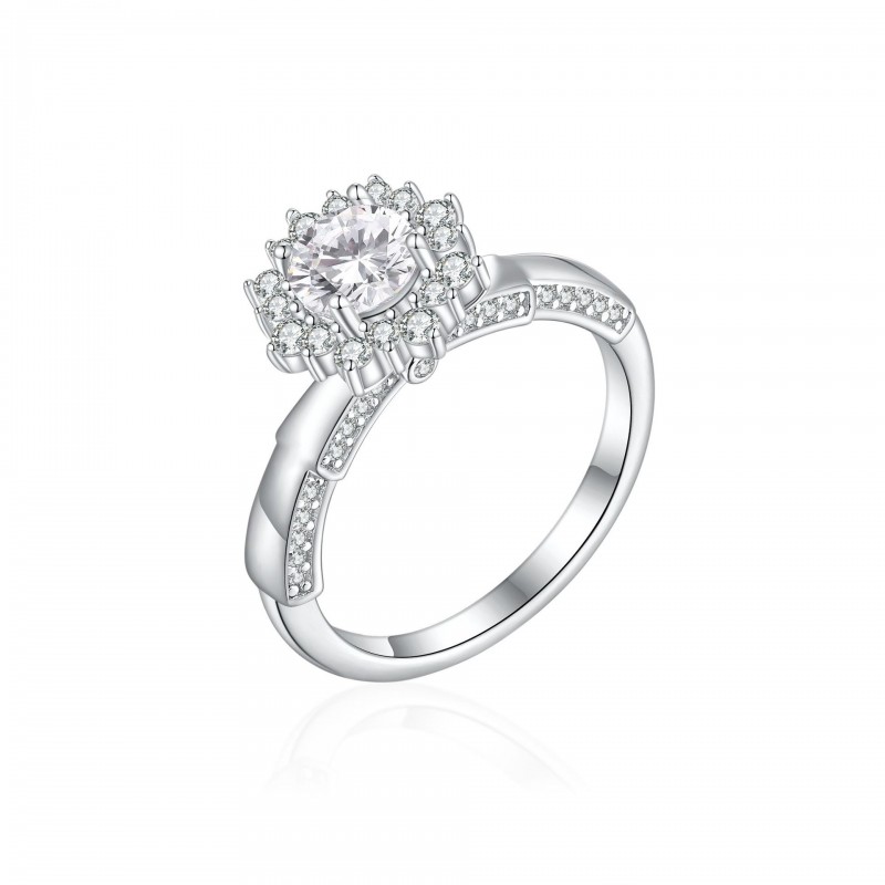 Sunflower Ring with Cubic Zirconia Wedding Ring 